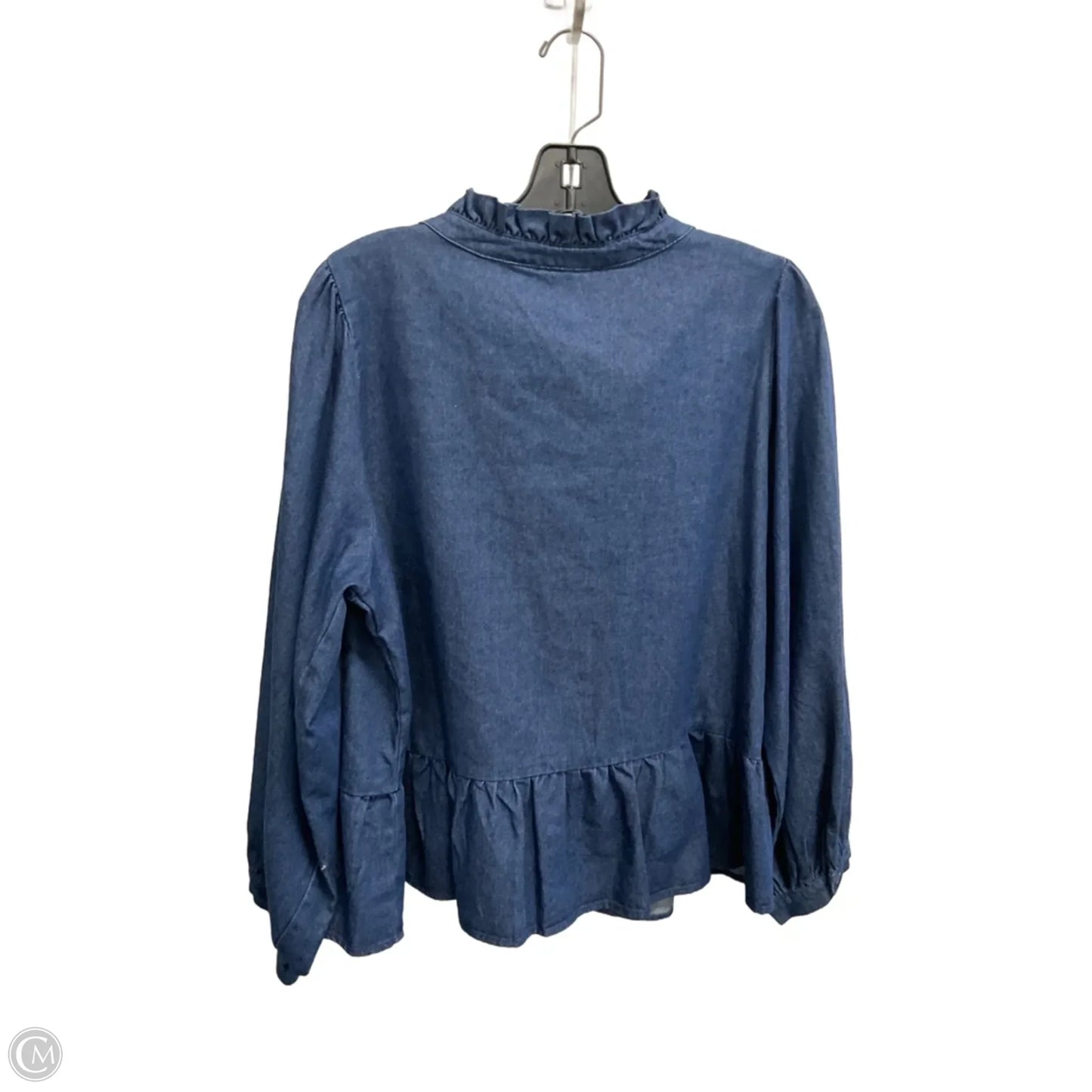 Blouse Long Sleeve By Jodifl In Blue Denim, Size: L