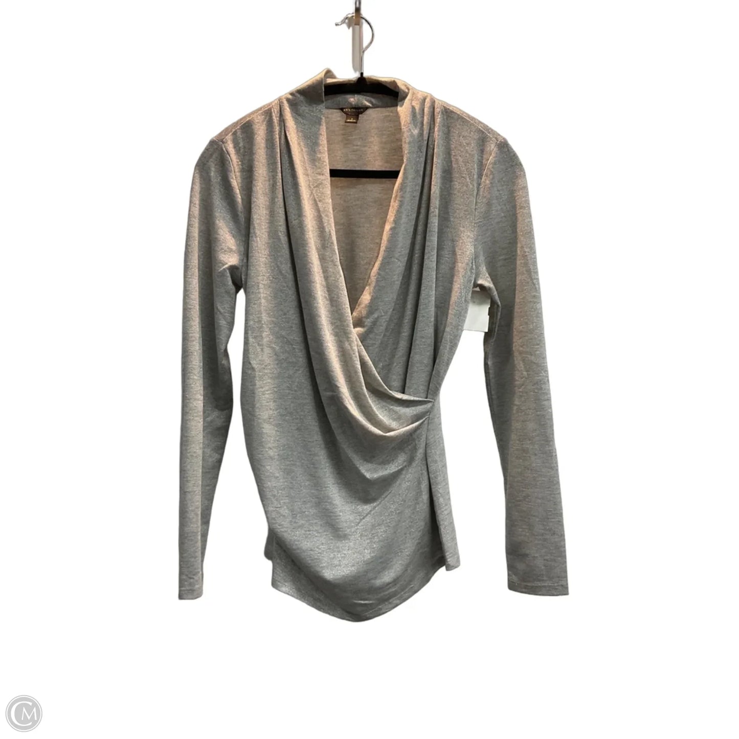 Top Long Sleeve By Ann Taylor In Silver, Size: S