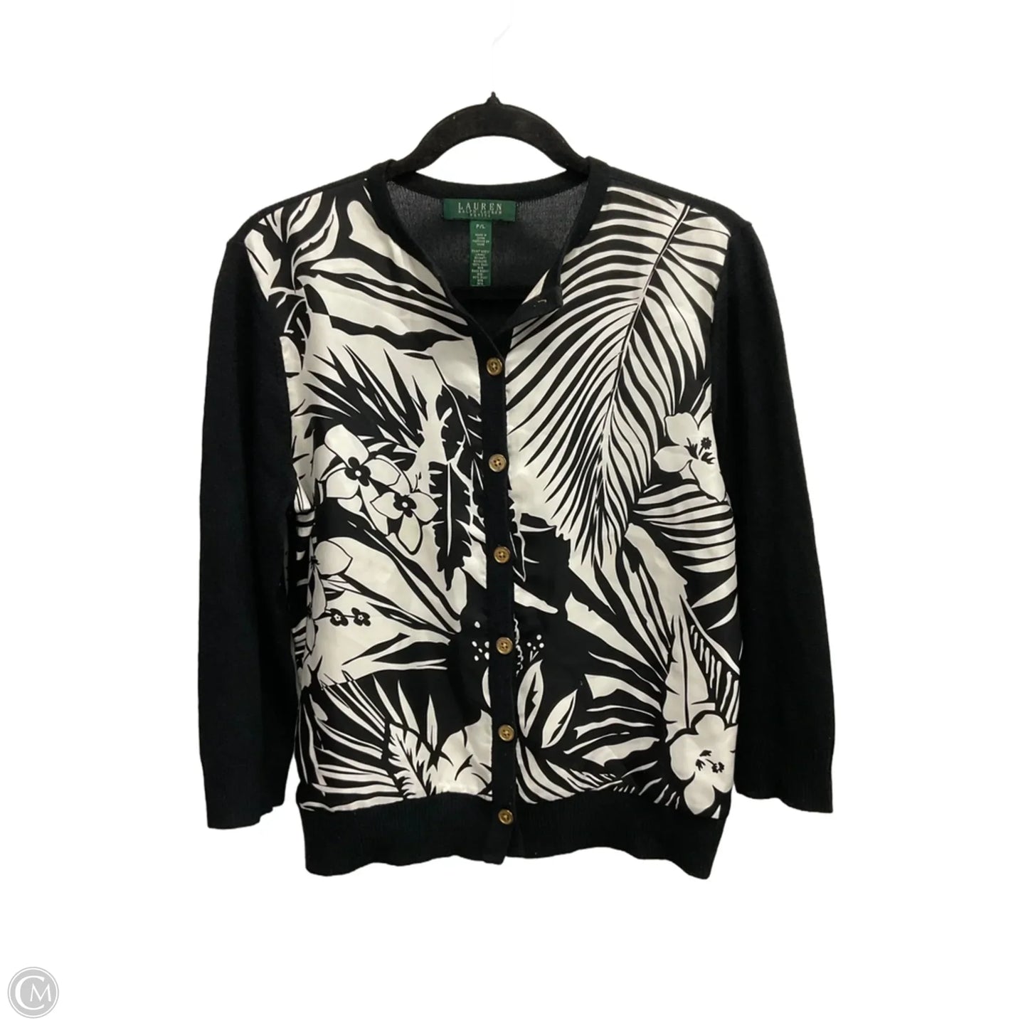 Cardigan By Ralph Lauren In Black & White, Size: Lp