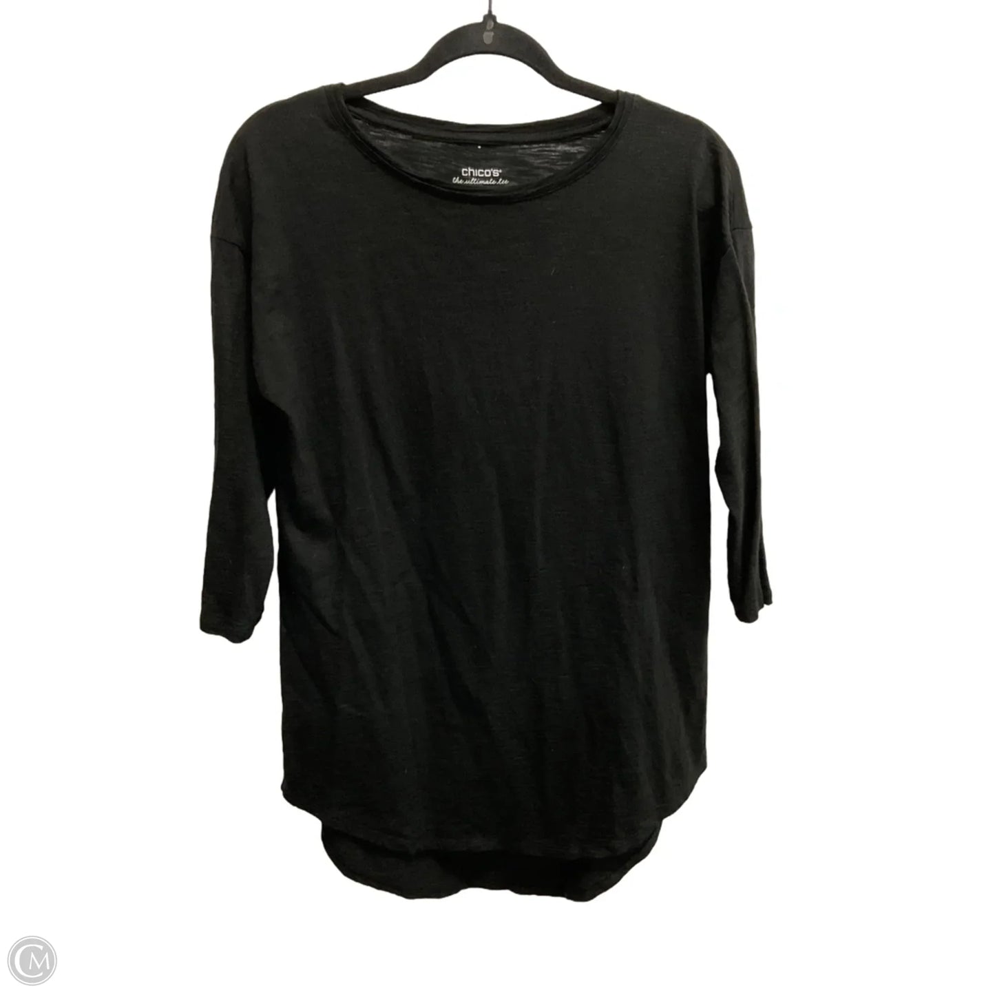 Top 3/4 Sleeve Basic By Chicos In Black, Size: S