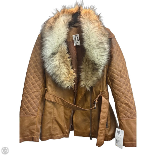 Jacket Faux Fur & Sherpa By Cmc In Brown, Size: M