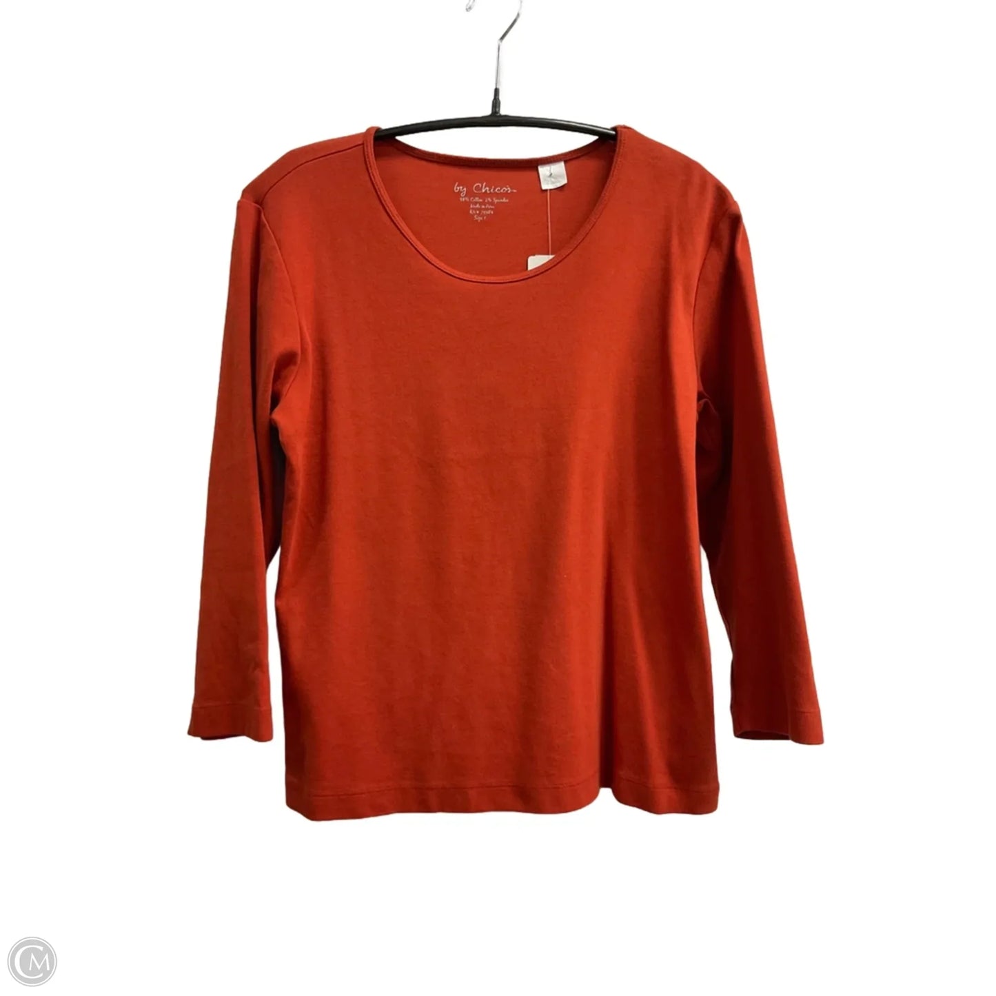 Top 3/4 Sleeve Basic By Chicos In Orange, Size: M