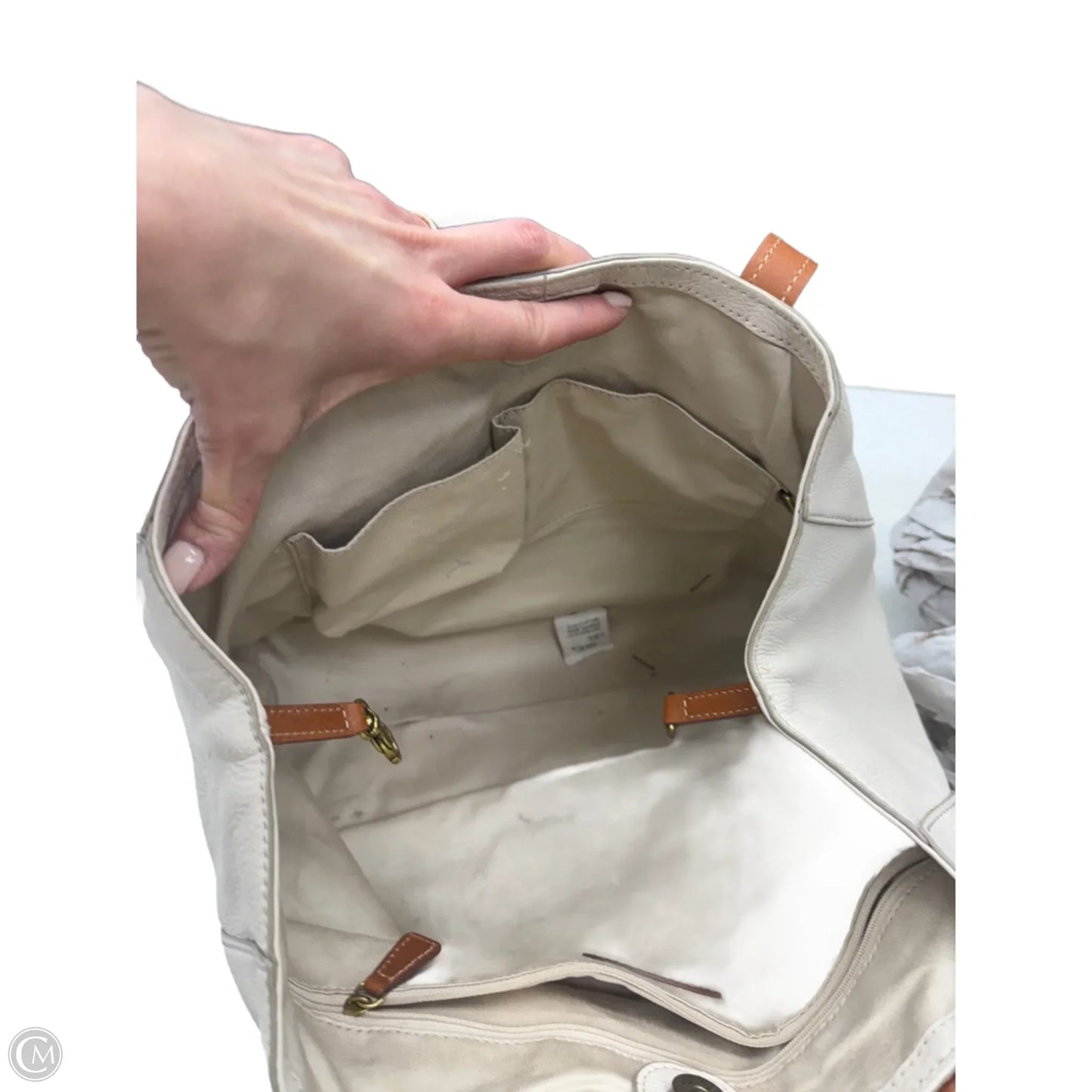 Tote Leather By Fossil, Size: Medium