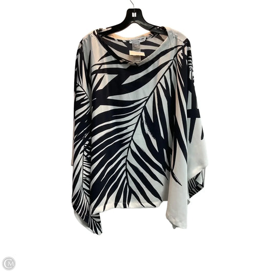 Poncho By Chicos In Blue & White, Size: Xl