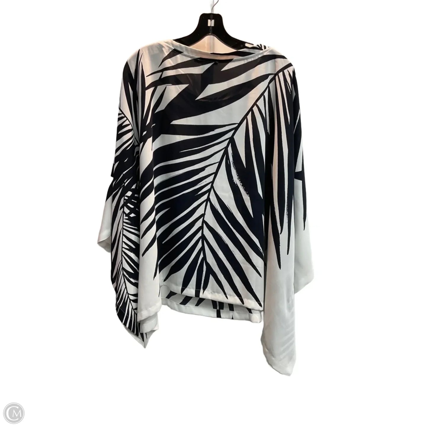 Poncho By Chicos In Blue & White, Size: Xl