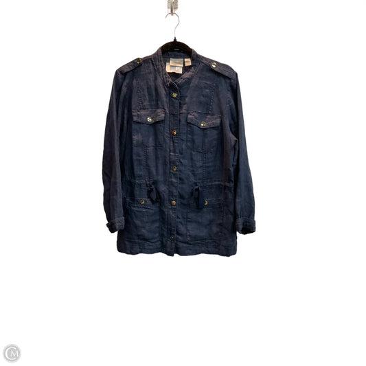 Jacket Utility By Chicos In Blue Denim, Size: M