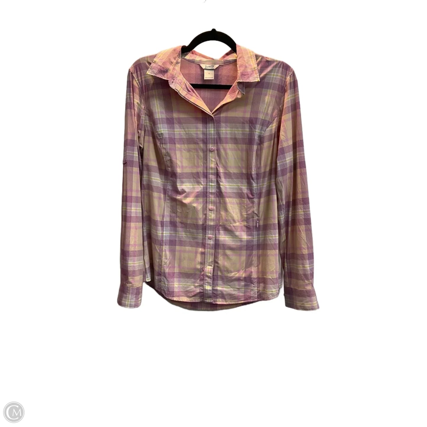 Blouse Long Sleeve By Duluth Trading In Plaid Pattern, Size: S