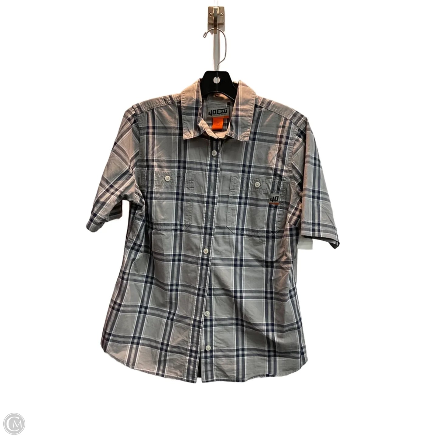 Blouse Short Sleeve By Duluth Trading In Grey, Size: S