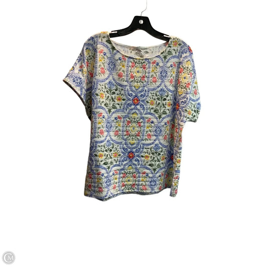 Top Short Sleeve Basic By Chicos In Floral Print, Size: L