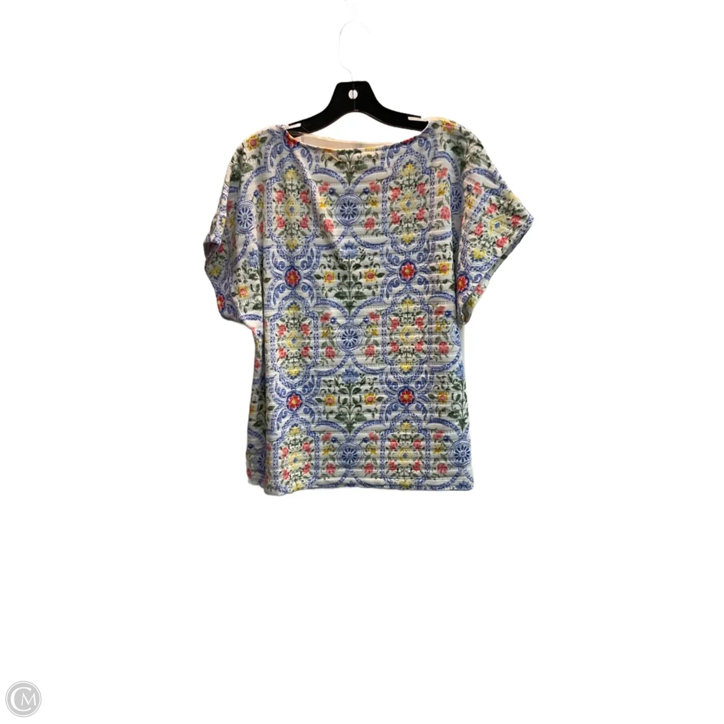 Top Short Sleeve Basic By Chicos In Floral Print, Size: L