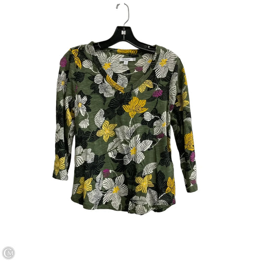 Top 3/4 Sleeve Basic By Chicos In Floral Print, Size: S