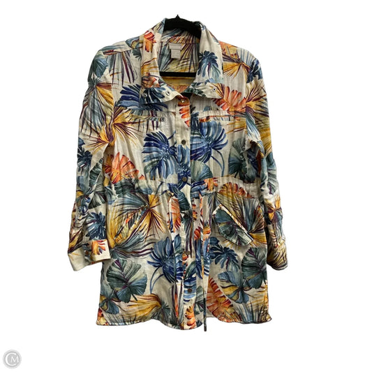 Jacket Utility By Chicos In Tropical Print, Size: Mp