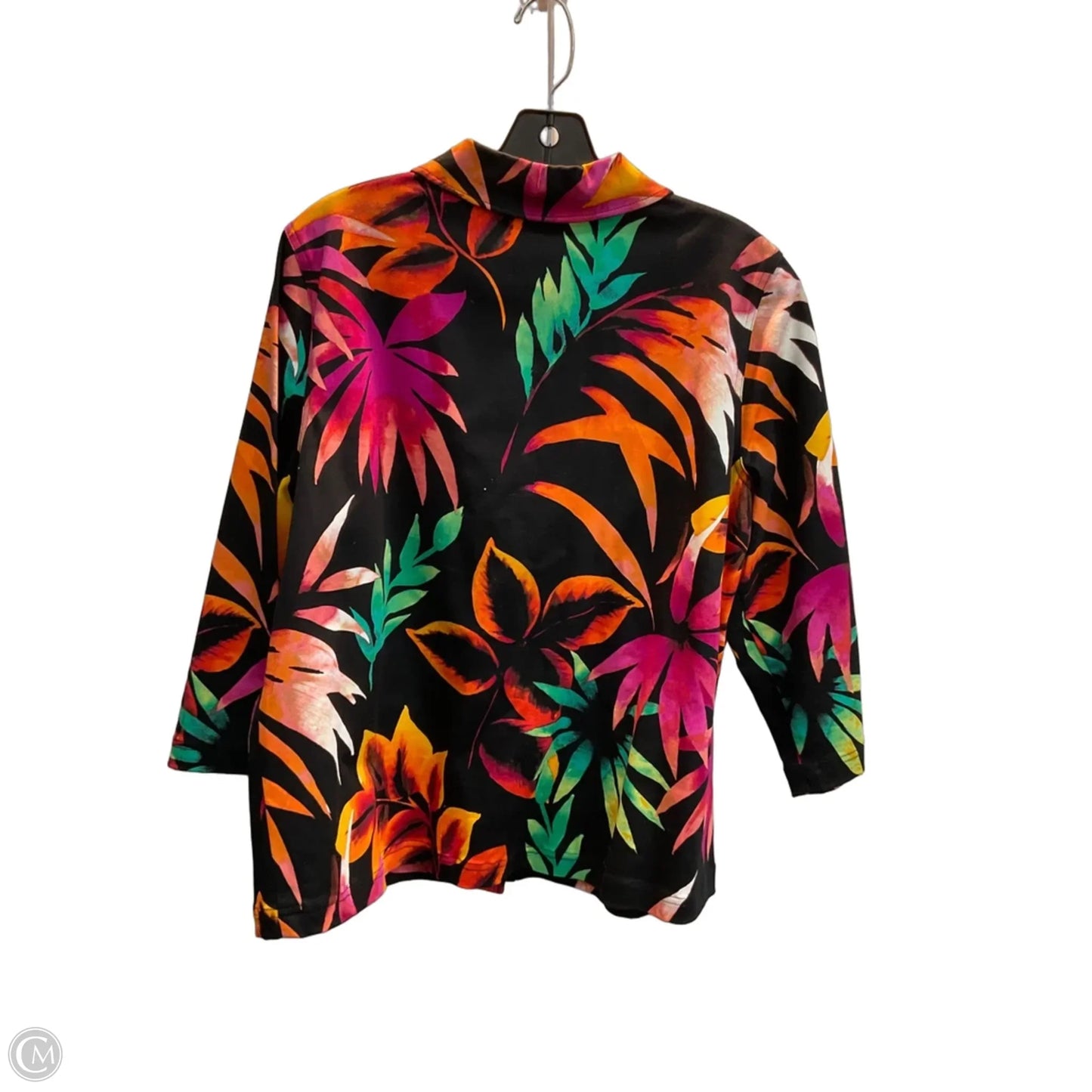 Jacket Denim By Chicos In Tropical Print, Size: L