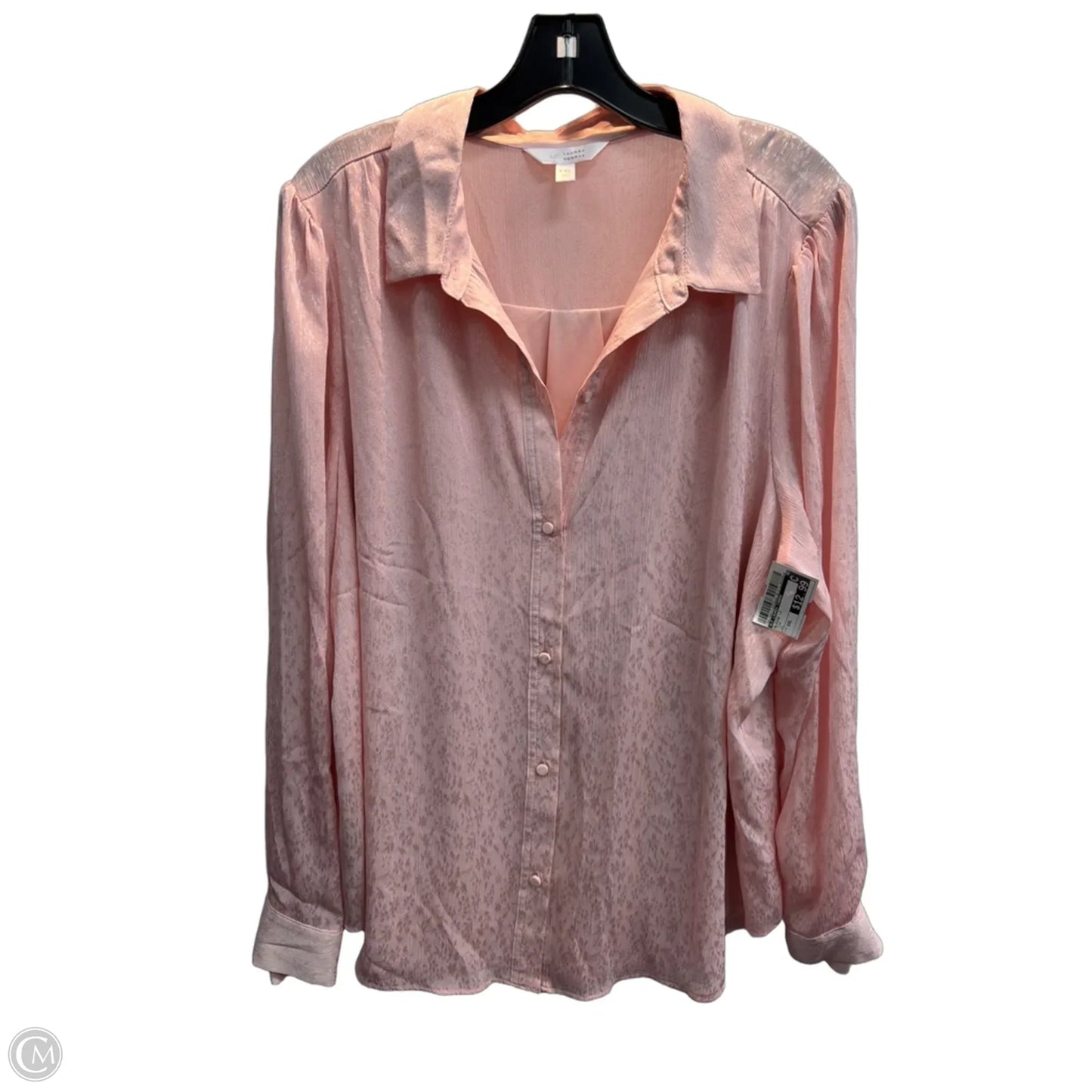 Blouse Long Sleeve By Lc Lauren Conrad In Pink, Size: Xxl