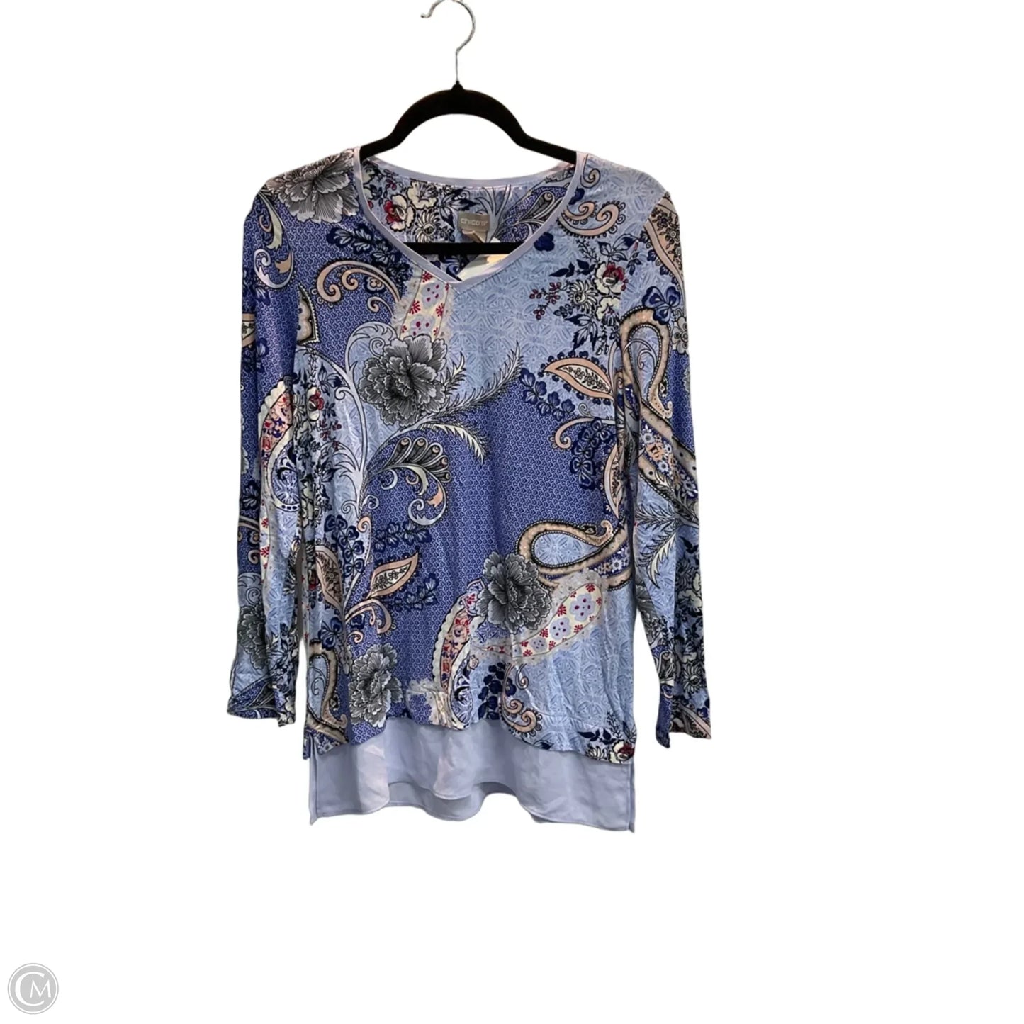 Top 3/4 Sleeve By Chicos In Blue, Size: S