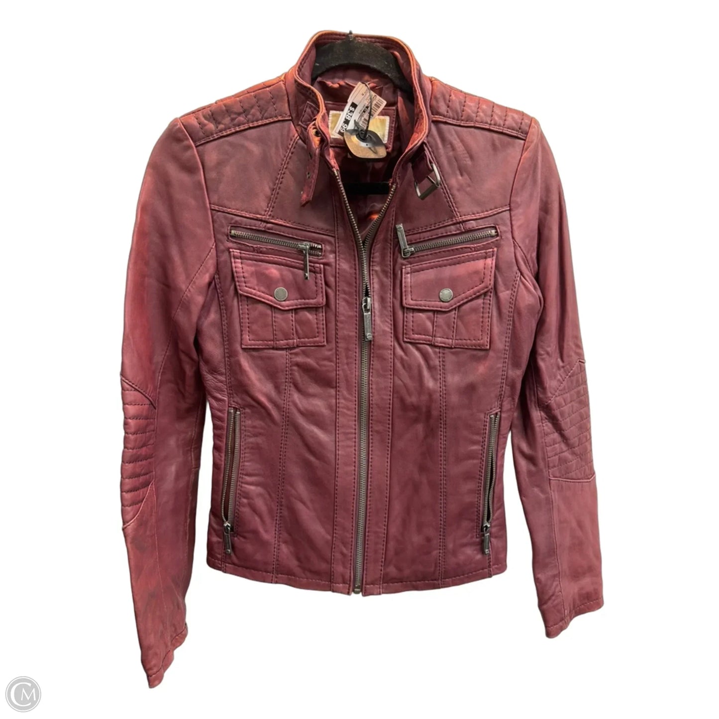 Jacket Leather By Michael By Michael Kors In Maroon, Size: M