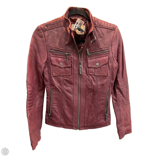 Jacket Leather By Michael By Michael Kors In Maroon, Size: M