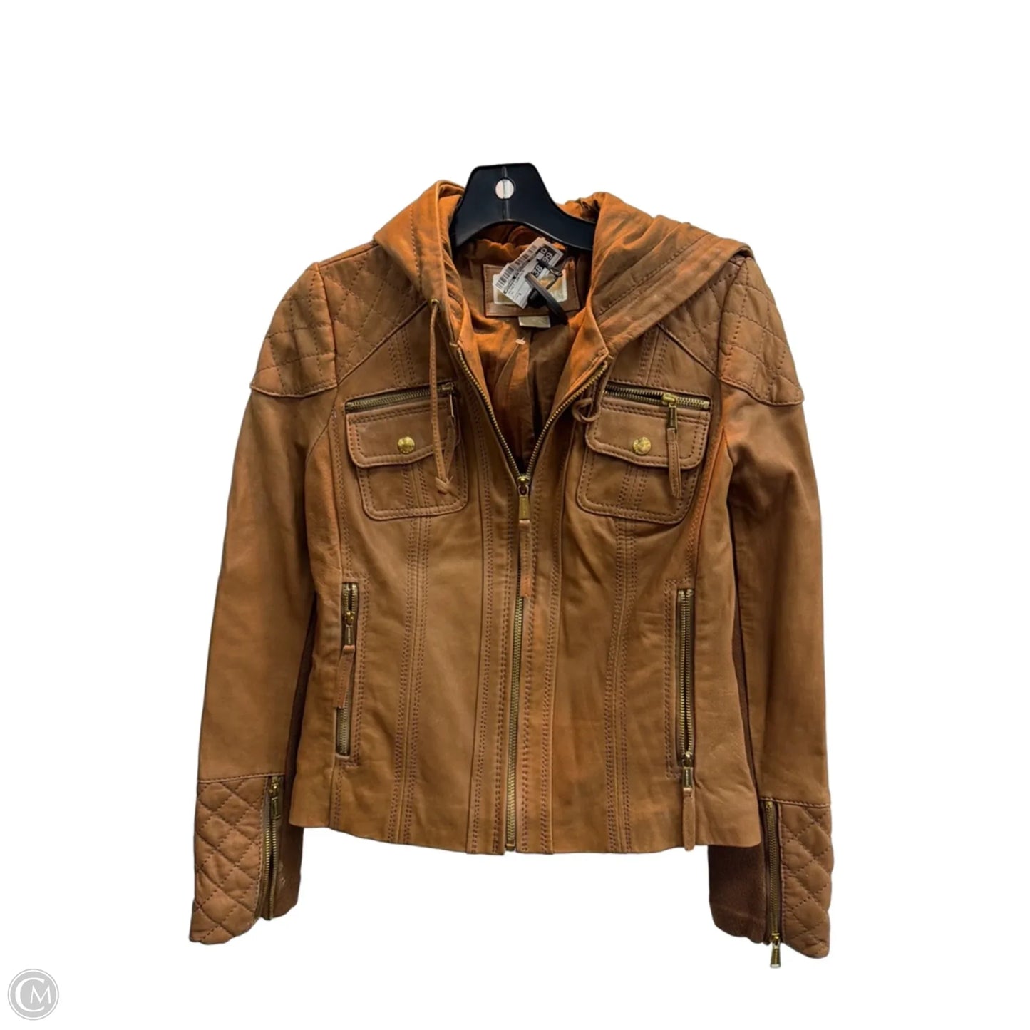 Jacket Leather By Michael By Michael Kors In Tan, Size: S