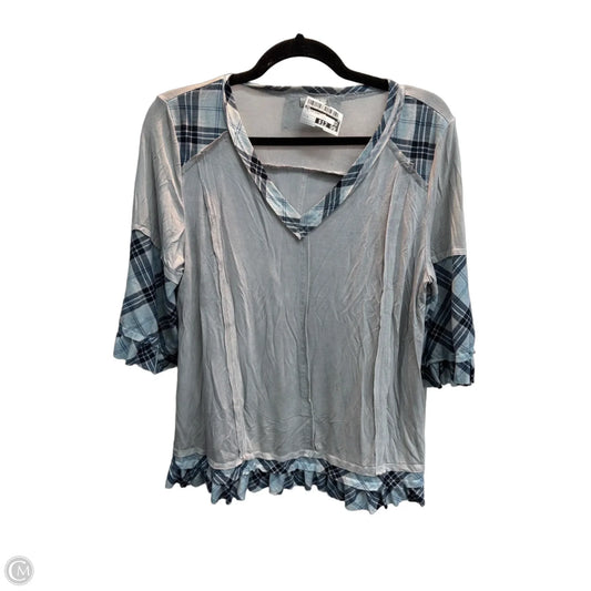 Top 3/4 Sleeve By Pol In Blue, Size: S