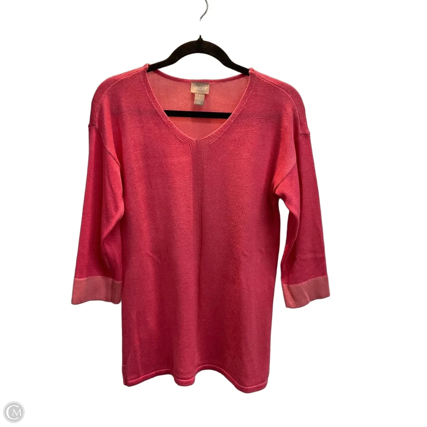 Top 3/4 Sleeve By Chicos In Pink, Size: M