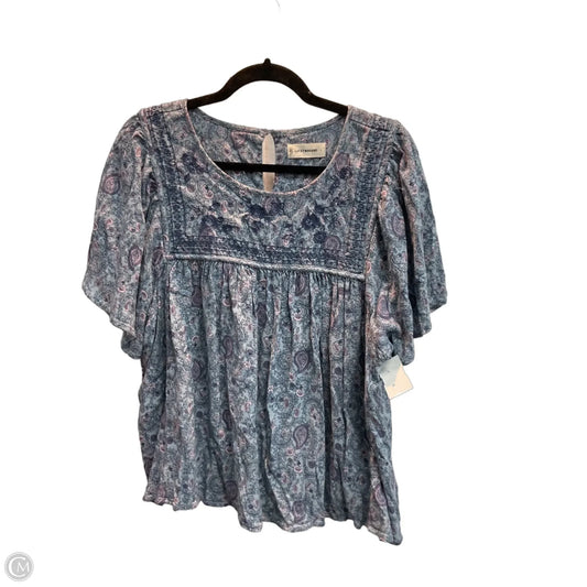 Top Short Sleeve By Lucky Brand In Blue, Size: L
