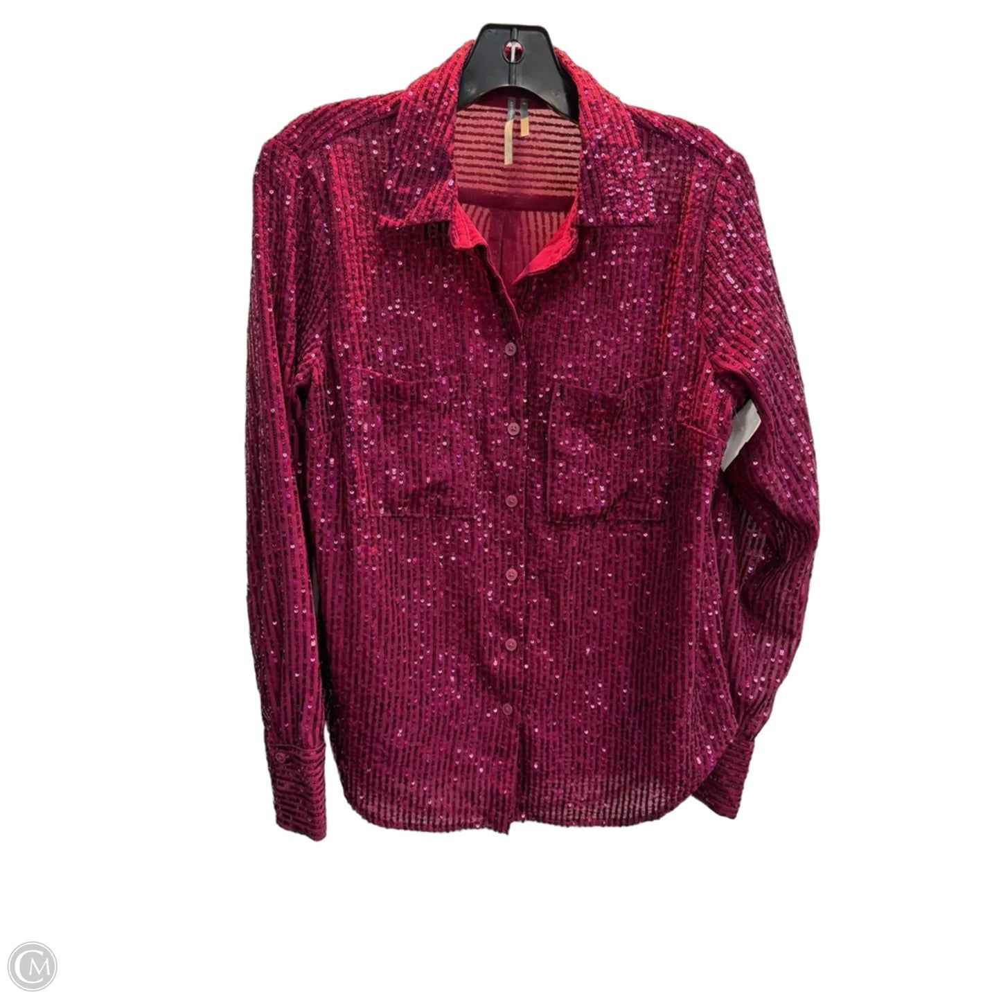 Blouse Long Sleeve By Anthropologie In Maroon, Size: S