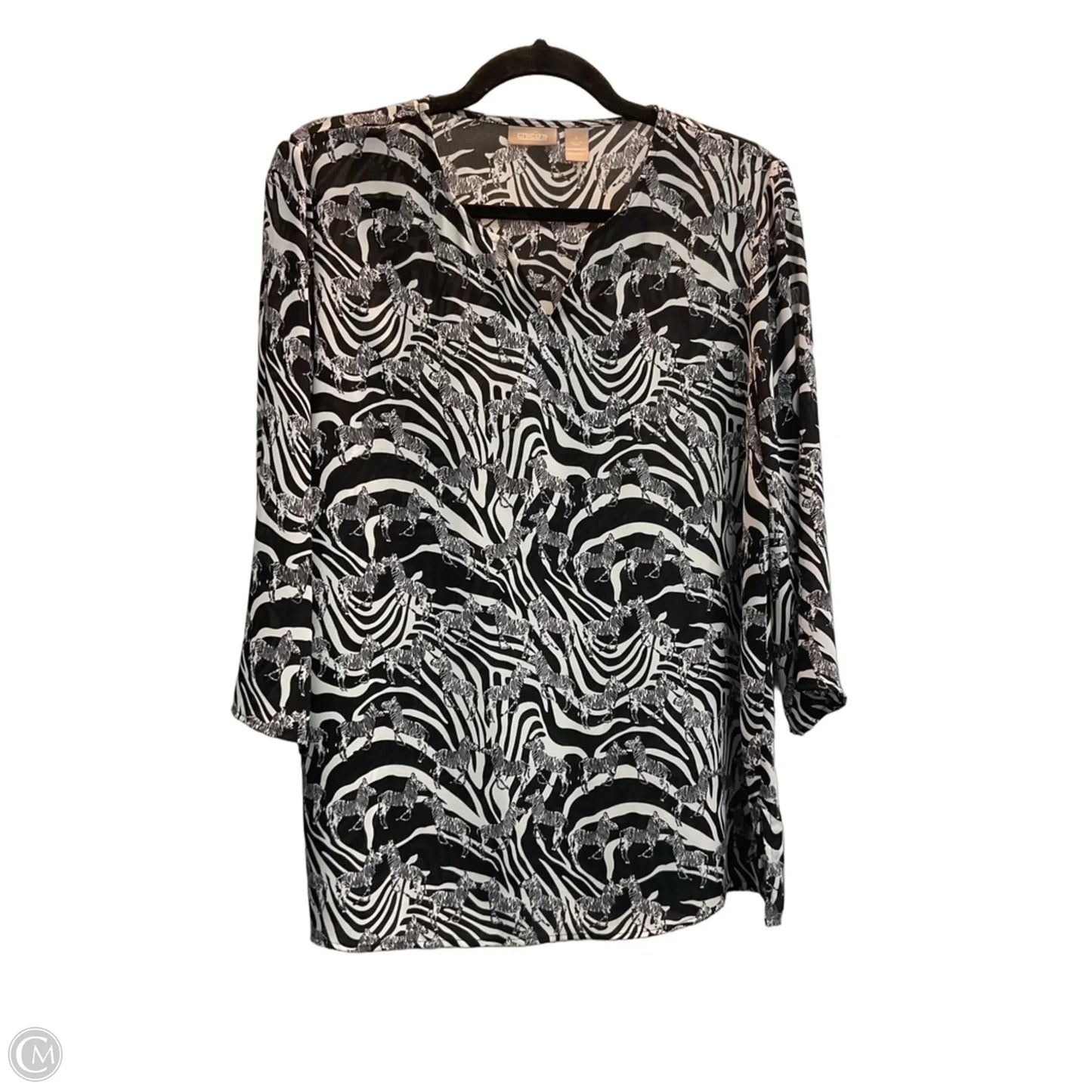 Blouse 3/4 Sleeve By Chicos In Zebra Print, Size: M