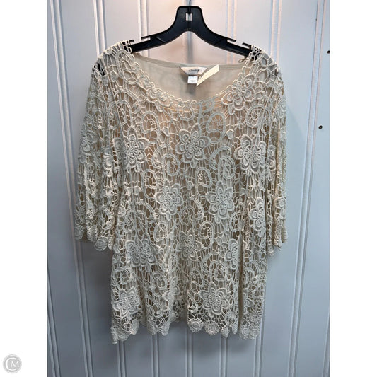 Top Short Sleeve By Cj Banks In Cream, Size: Xl