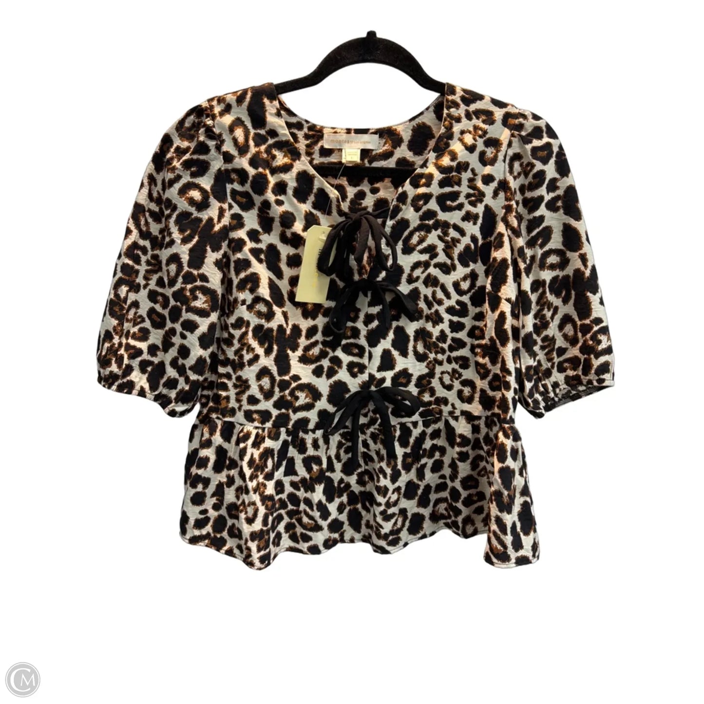 Top Short Sleeve By Monteau In Leopard Print, Size: L