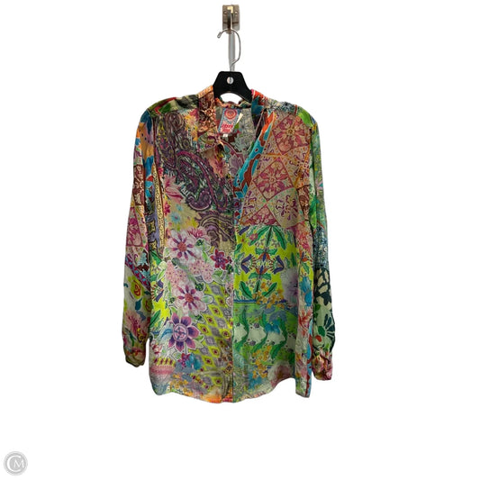 Blouse Long Sleeve By Johnny Was In Multi-colored, Size: L