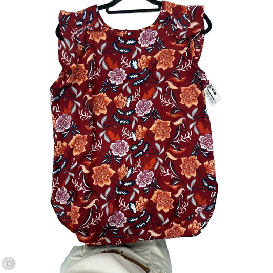 Top Sleeveless By Loft In Floral Print, Size: M