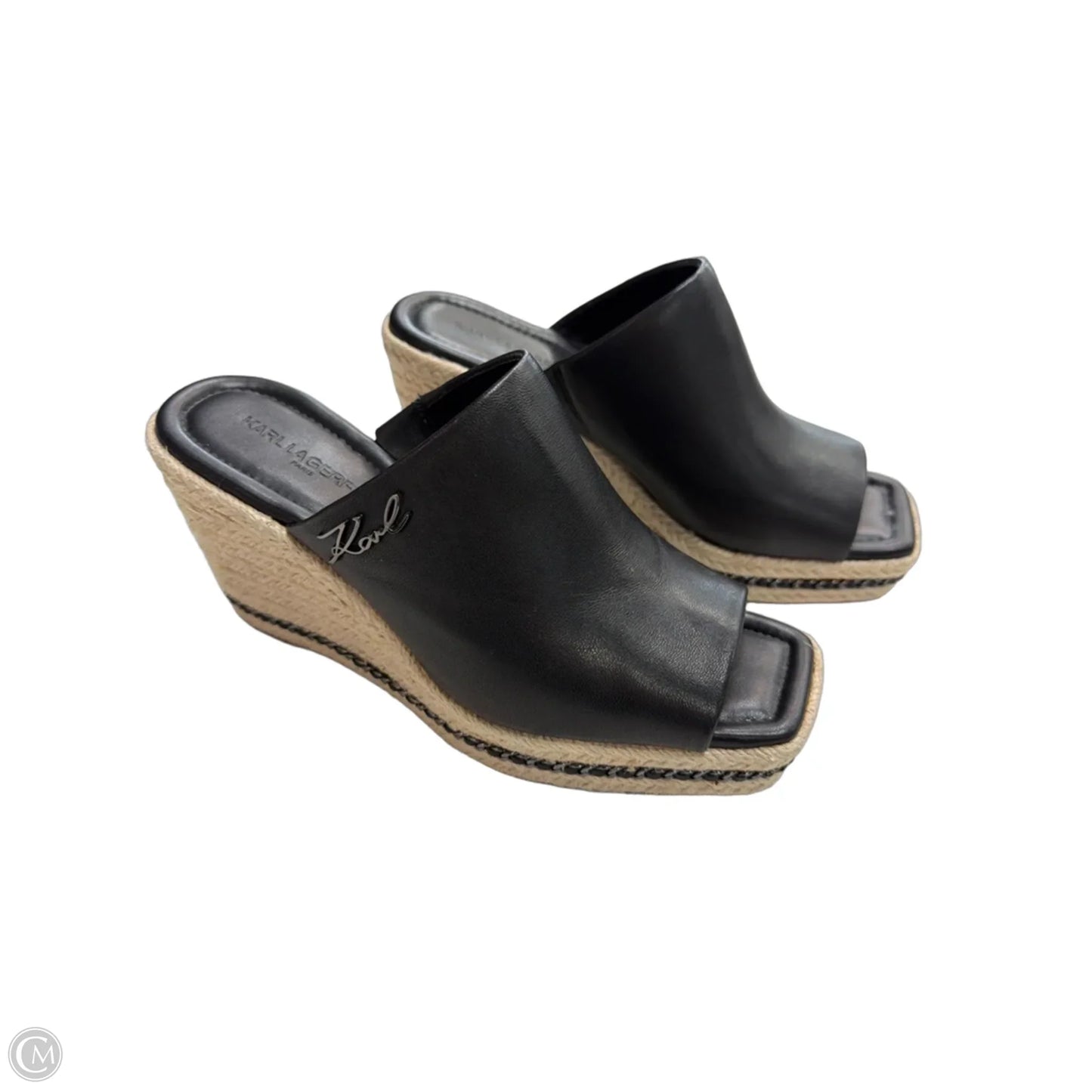 Sandals Designer By Karl Lagerfeld In Black, Size: 8