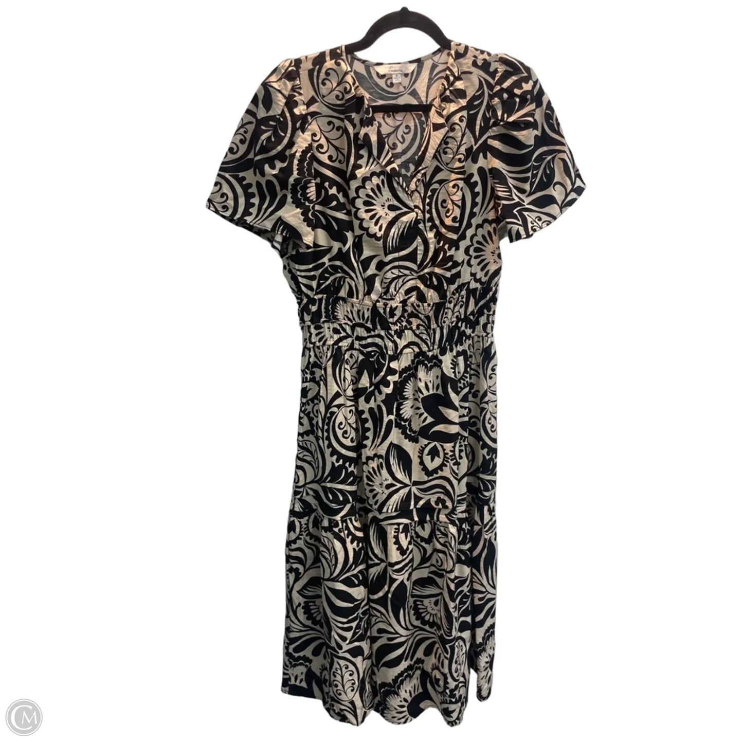 Dress Casual Midi By Robbie Bee In Black & Tan, Size: M