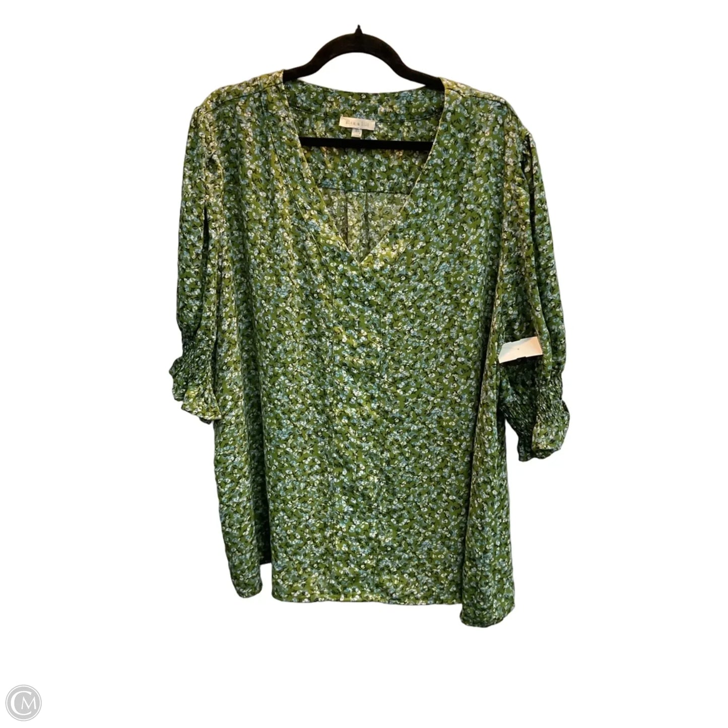 Blouse Short Sleeve By Clothes Mentor In Green, Size: 3x