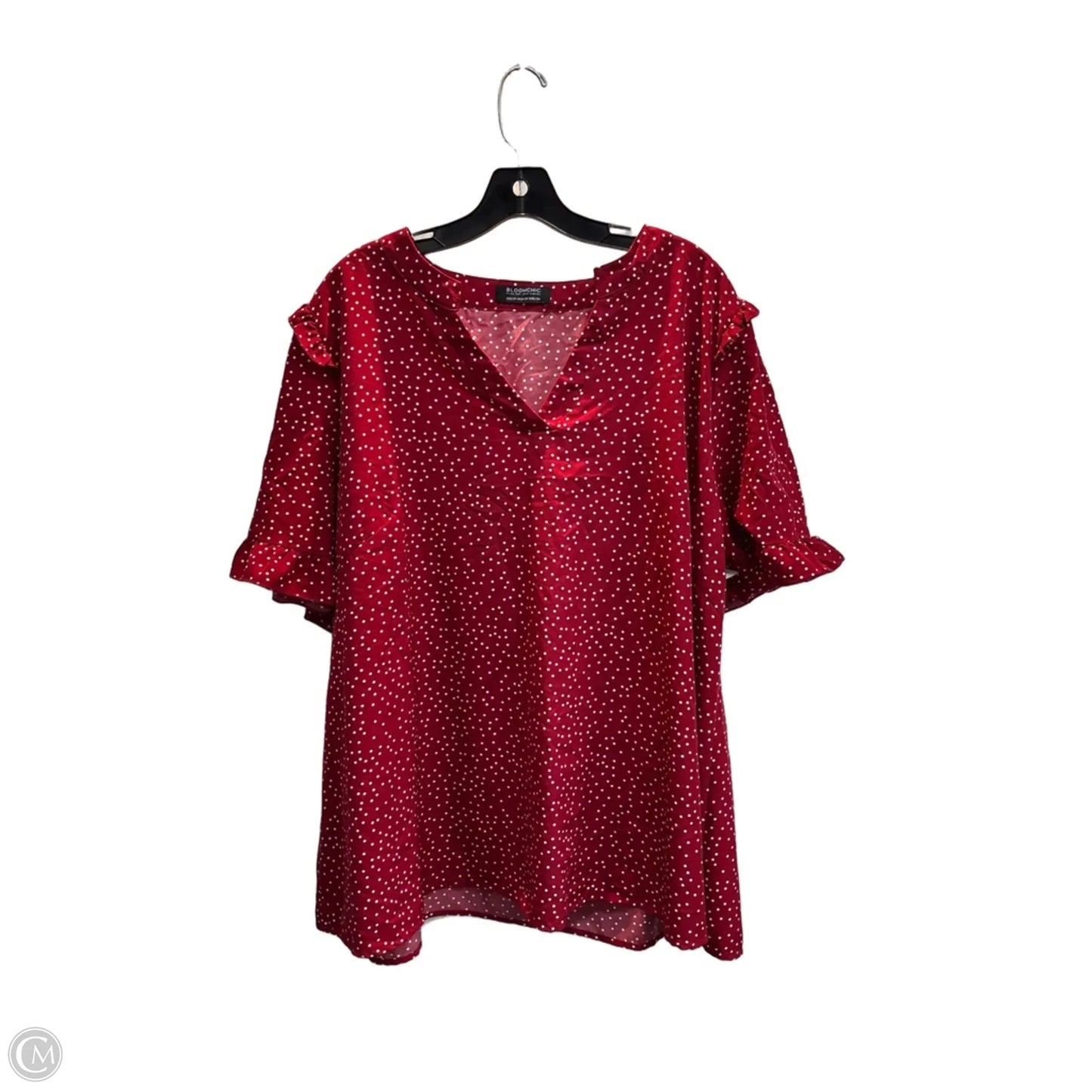 Blouse Short Sleeve By Bloomchic In Polkadot Pattern, Size: 2x