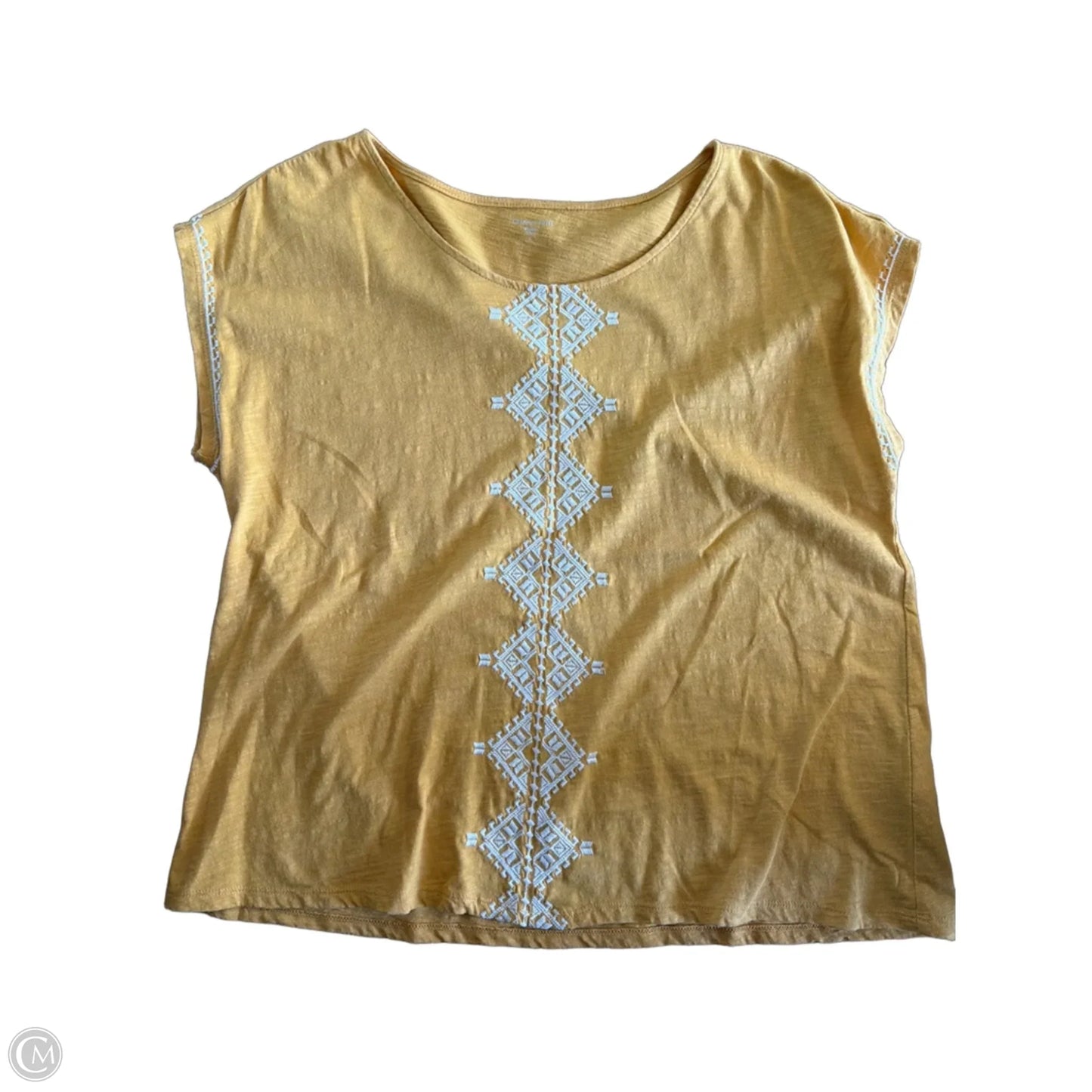 Top Short Sleeve Basic By Garnet Hill In Gold, Size: S