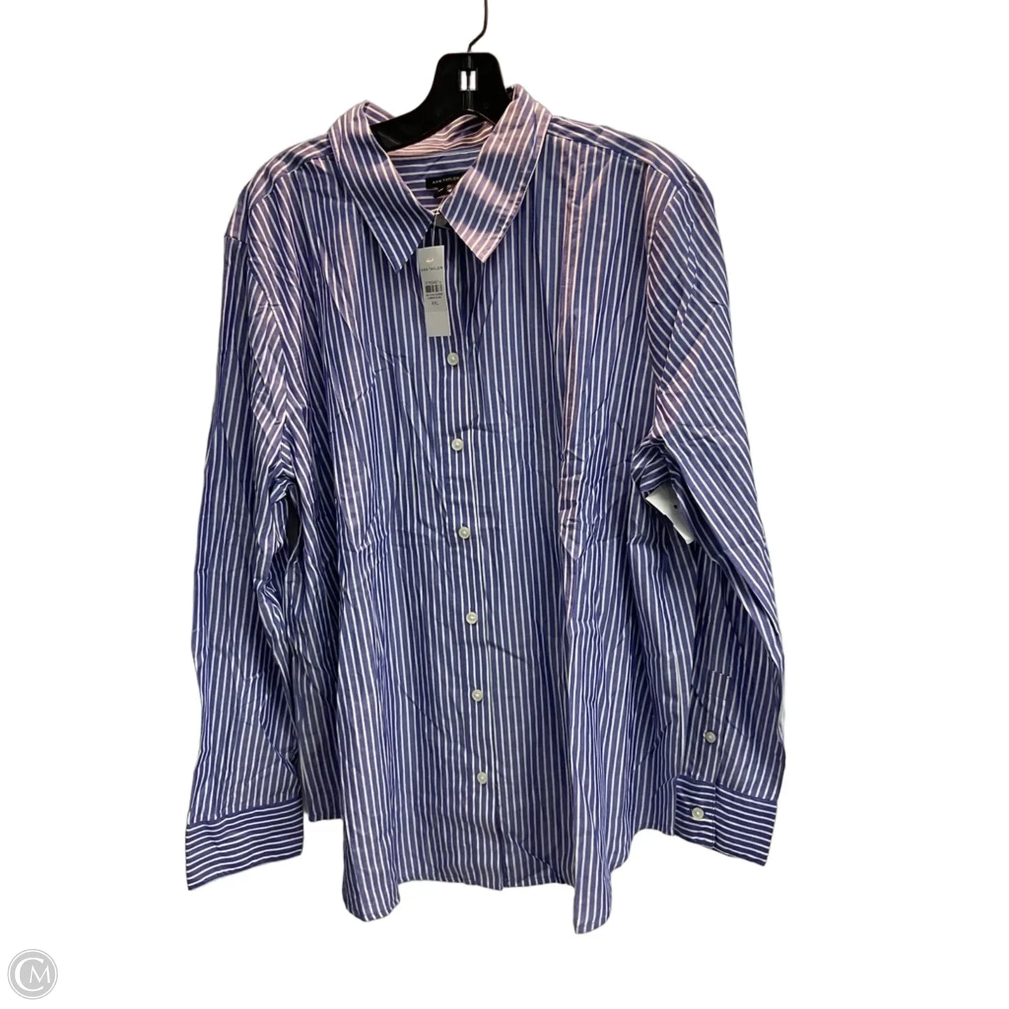 Blouse Long Sleeve By Ann Taylor In Striped Pattern, Size: Xxl