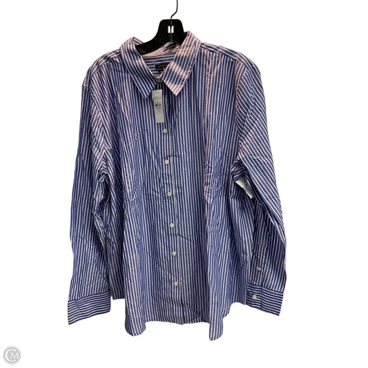 Blouse Long Sleeve By Ann Taylor In Striped Pattern, Size: Xxl
