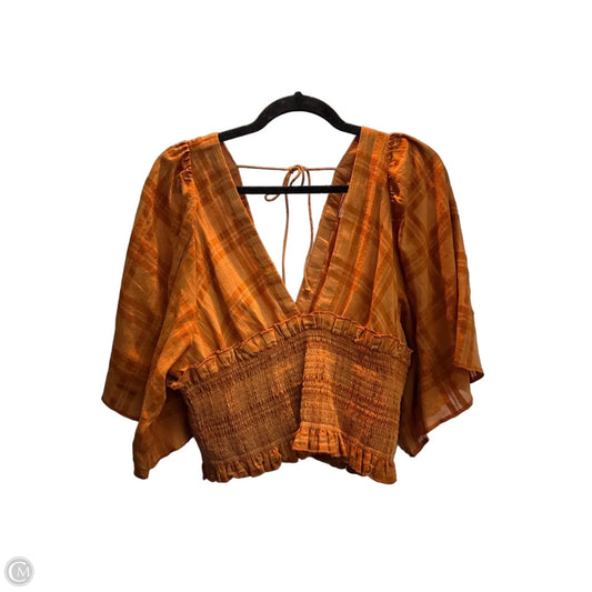Top Short Sleeve By Anthropologie In Orange, Size: S