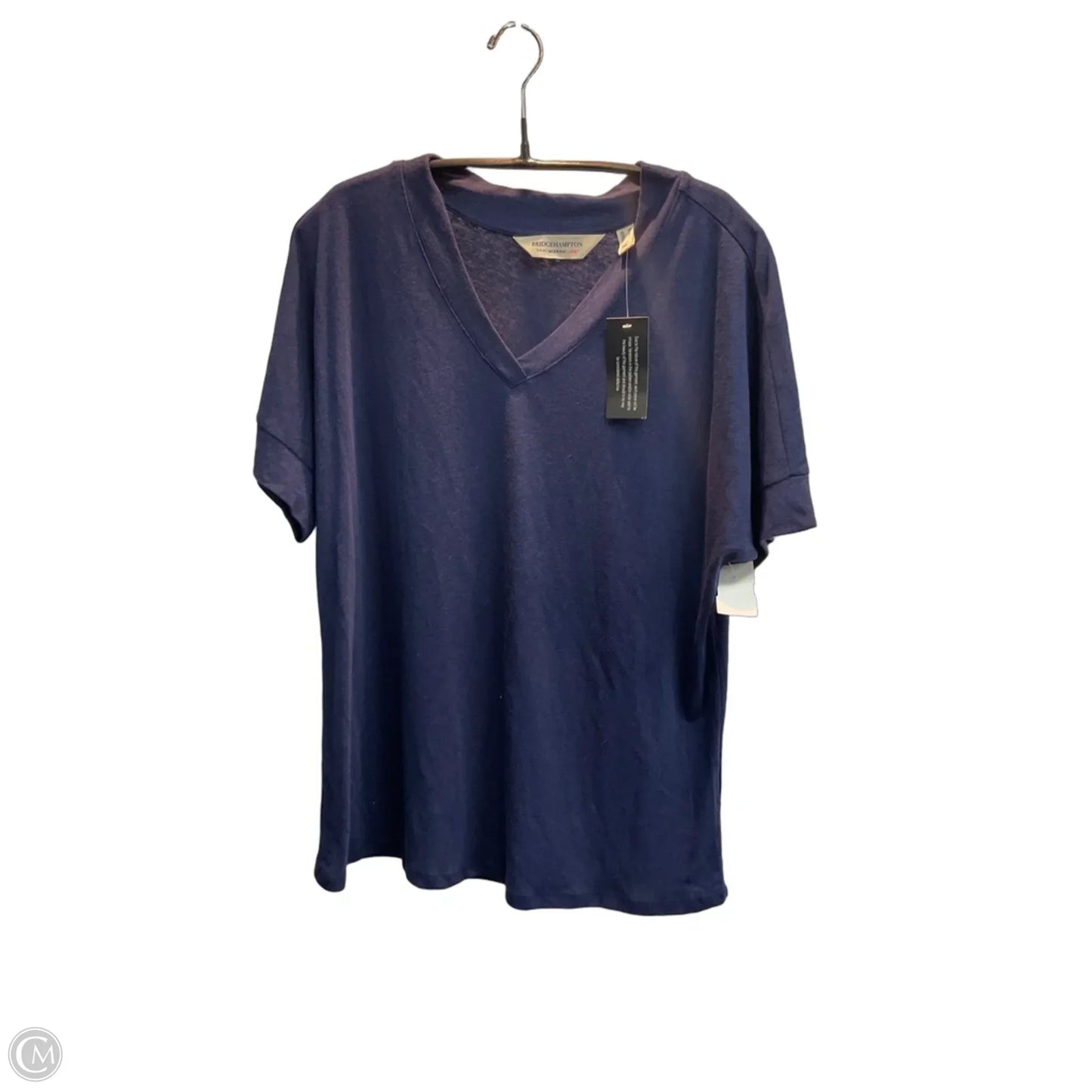 Top Short Sleeve Basic By Isaac Mizrahi Live Qvc In Blue, Size: M