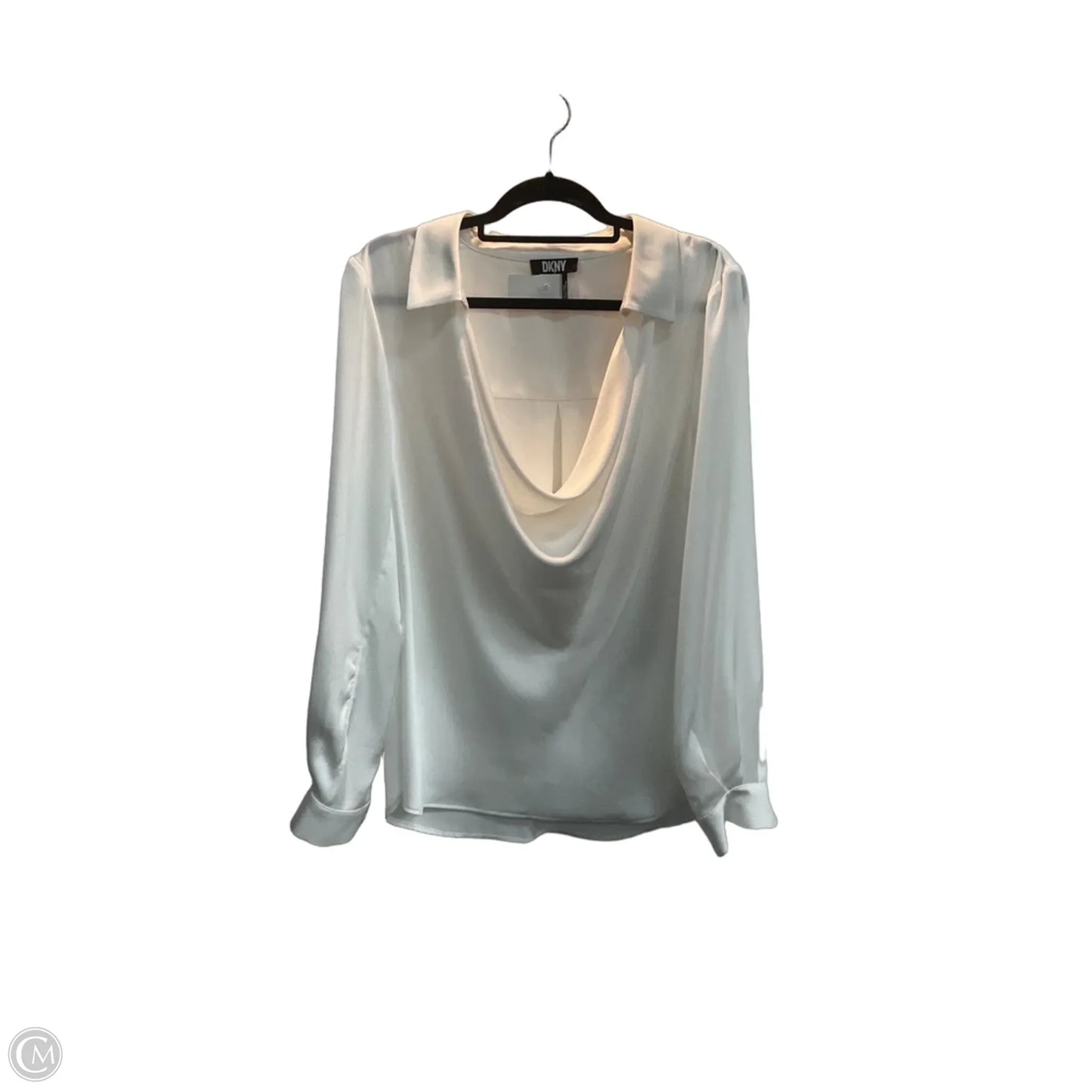 Blouse Long Sleeve By Dkny In White, Size: Xl