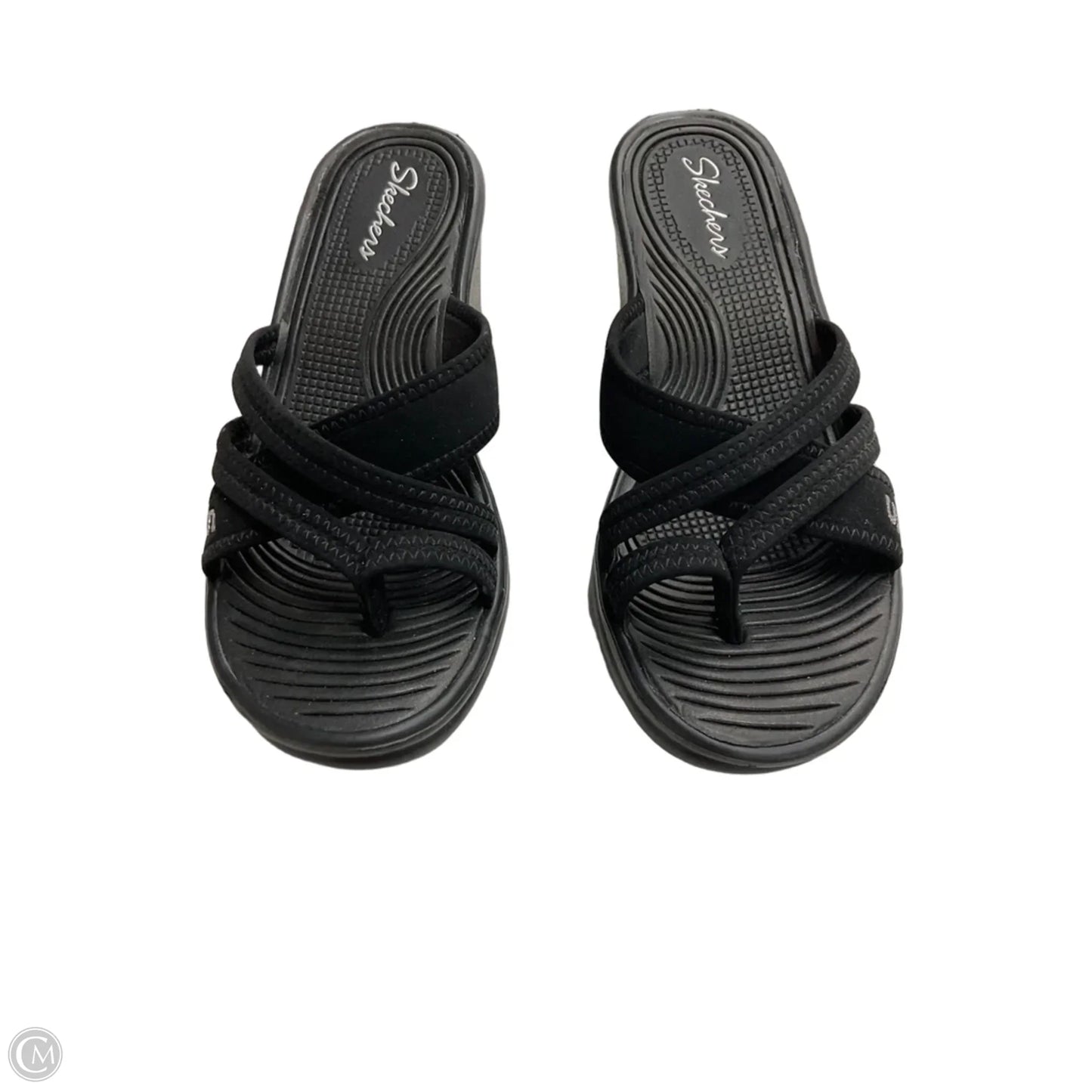 Sandals Heels Wedge By Skechers In Black, Size: 6.5