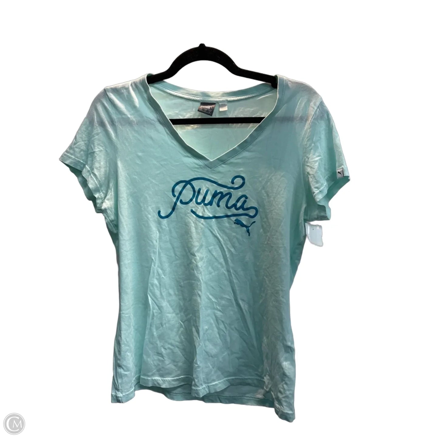 Athletic Top Short Sleeve By Puma In Aqua, Size: M
