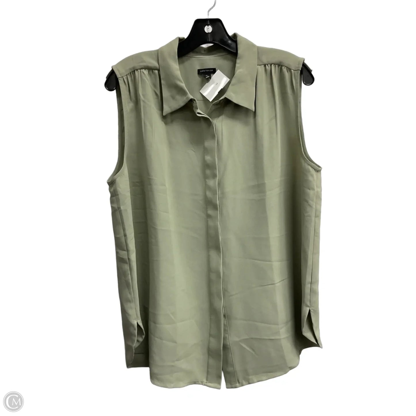 Top Sleeveless By Ann Taylor In Green, Size: L