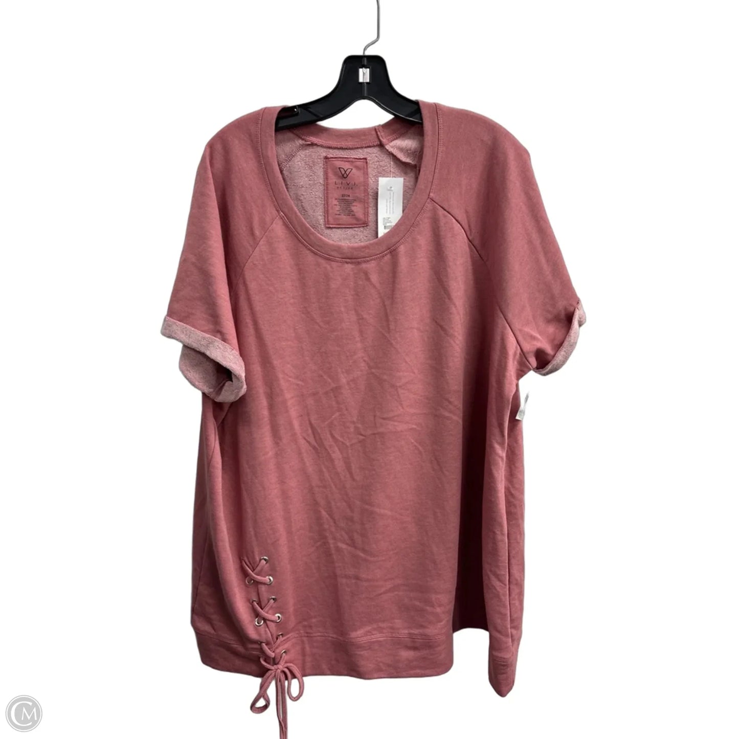 Top Short Sleeve By Livi Active In Pink, Size: 3x