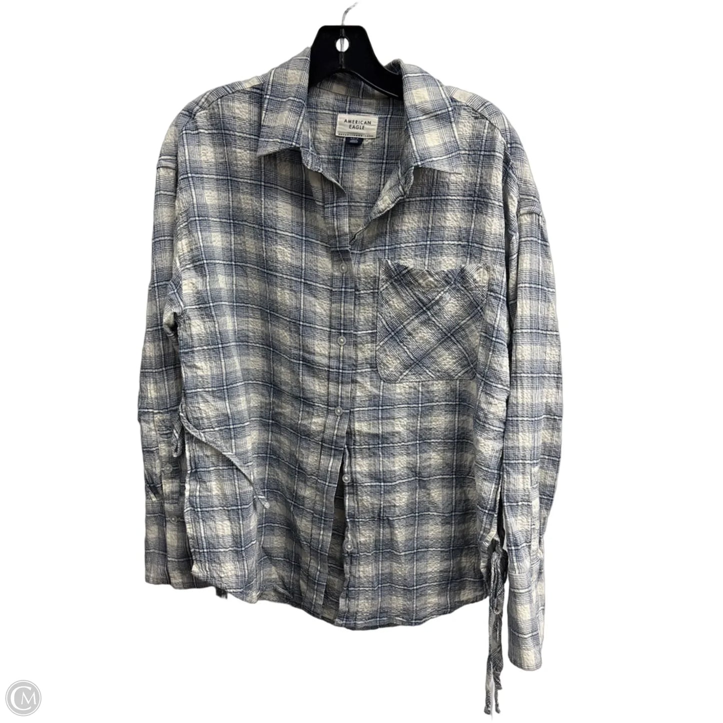 Top Long Sleeve By American Eagle In Plaid Pattern, Size: S