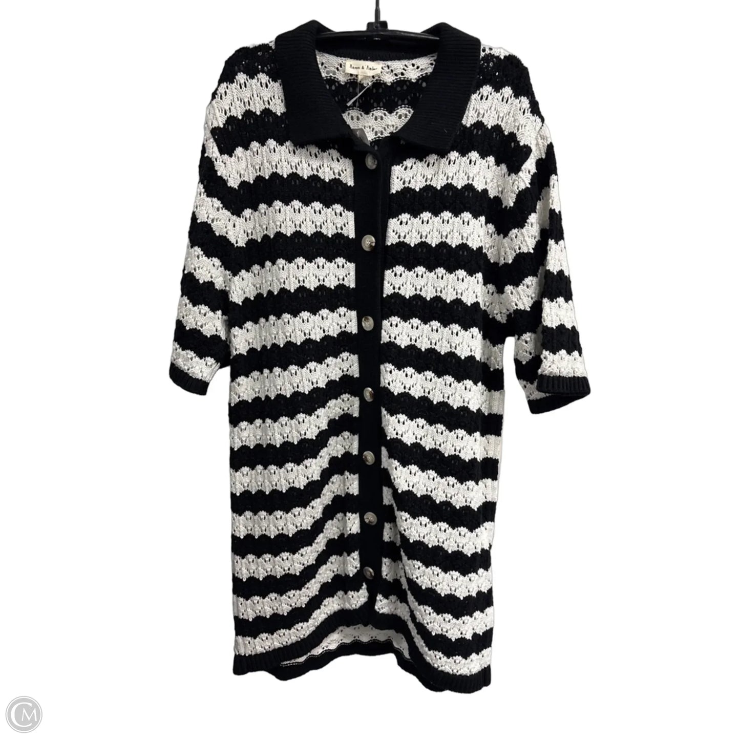 Tunic Short Sleeve By New York And Co In Striped Pattern, Size: M