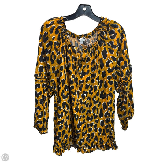Top Long Sleeve By Cato In Leopard Print, Size: 2x