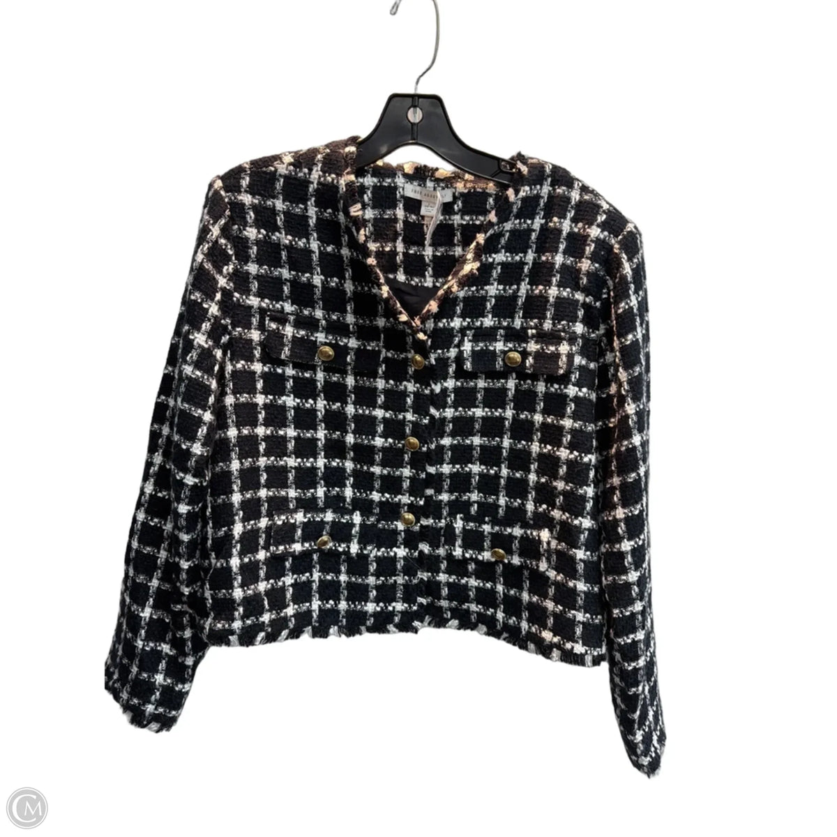 Jacket Puffer & Quilted By Free Assembly In Checkered Pattern, Size: L