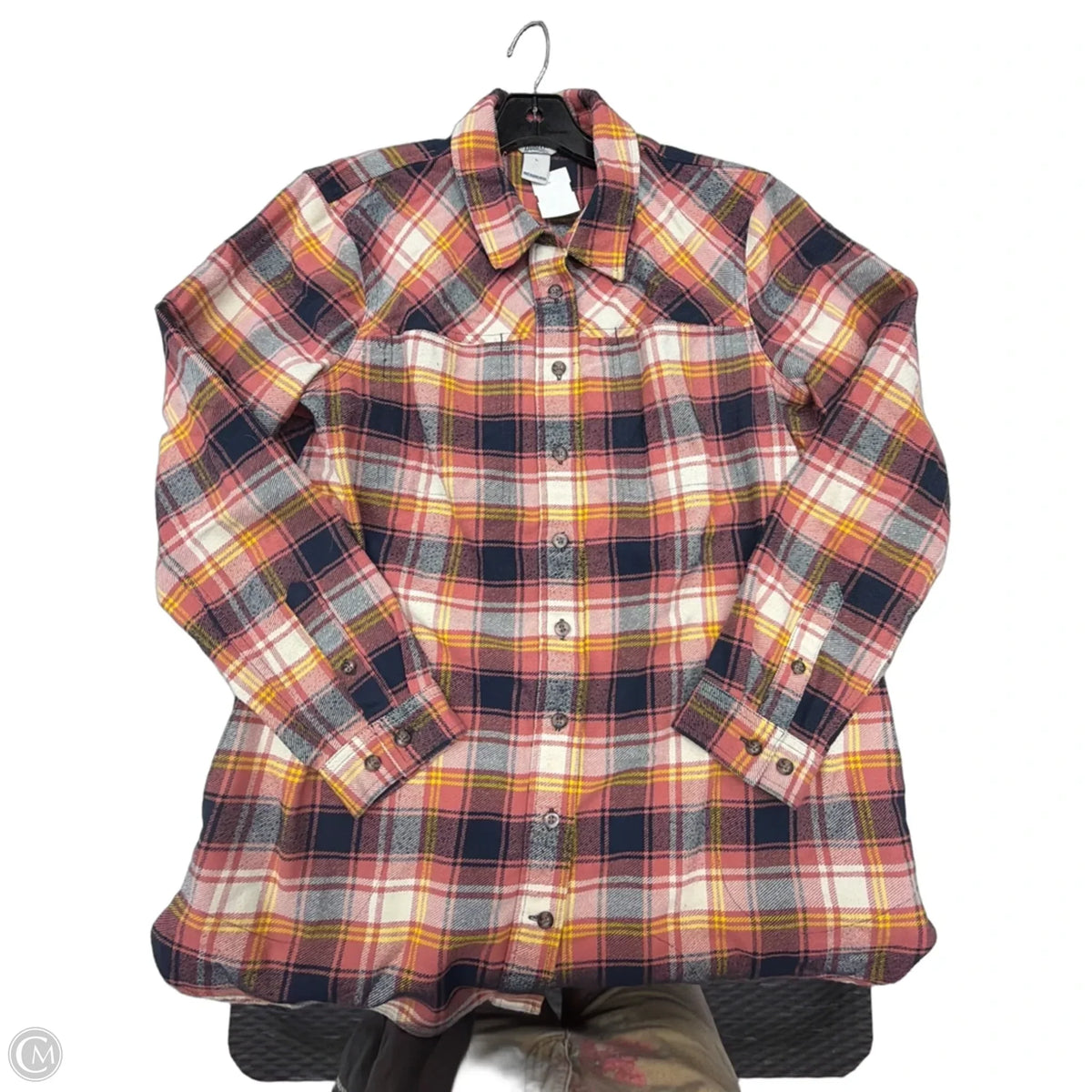 Top Long Sleeve By Duluth Trading In Plaid Pattern, Size: L